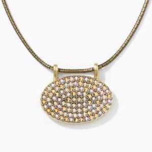 Touchstone Crystal Swarovski Around Town Gold Antiqued Pavé Necklace